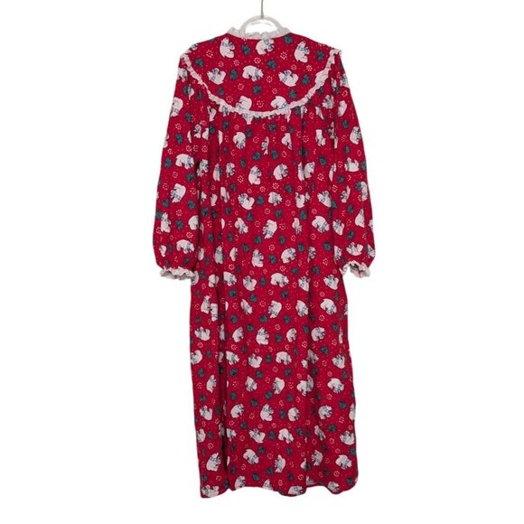 Lanz of Salzburg Flannel Polar Bear Nightgown Womens Size Small Red Oversized - Picture 5 of 7